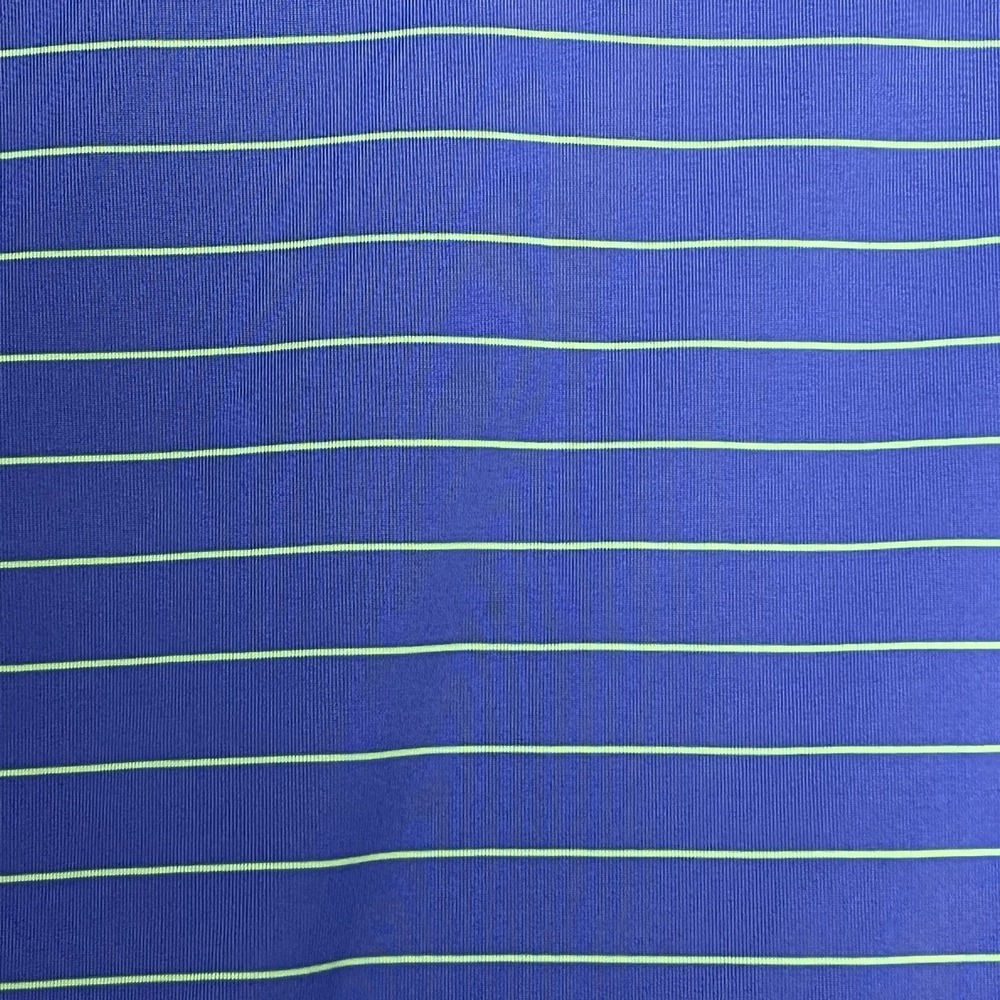 DONALD ROSS Golf Shirt Medium Short Sleeve Blue w/Green Stripe Polyester - Picture 7 of 11